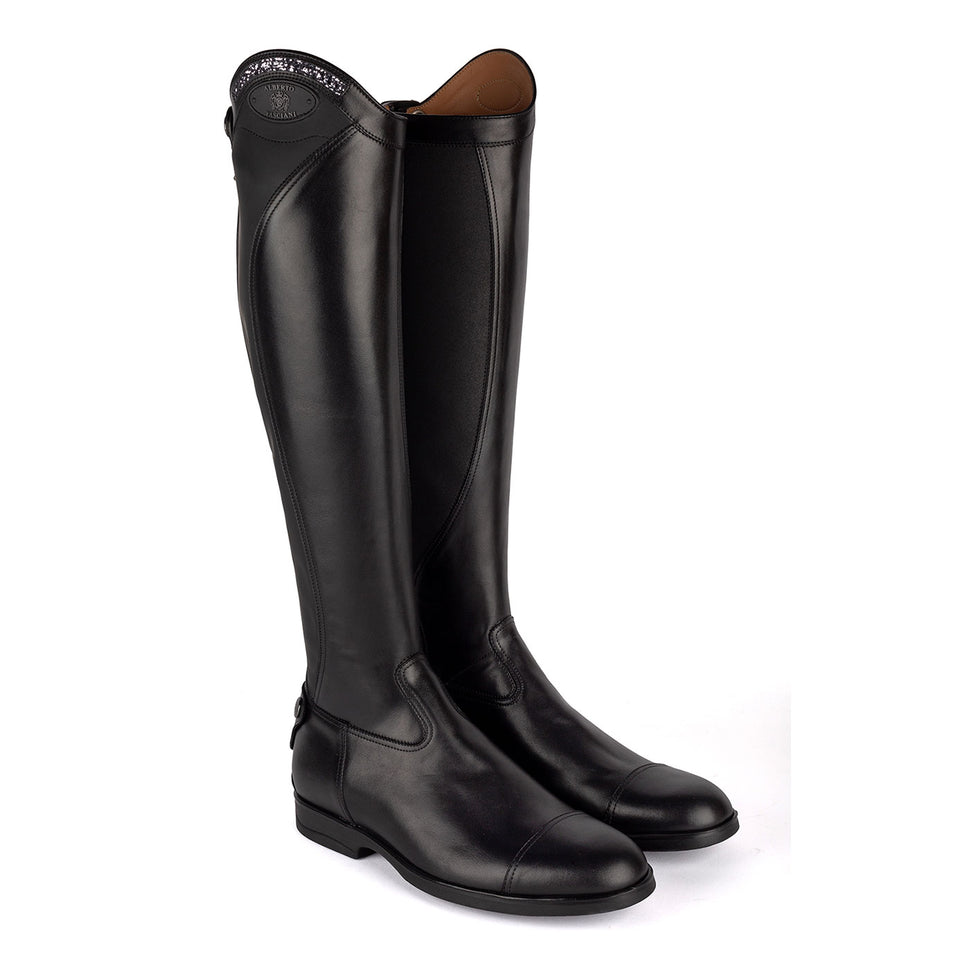 Alberto Fasciani Loreto Silver Glitter Riding Boots - Black