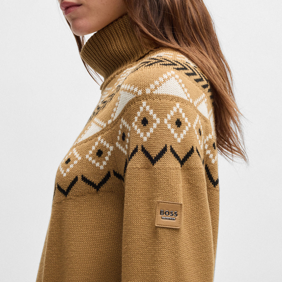 BOSS Equestrian Anuk Knitted Jumper Norway - Camel