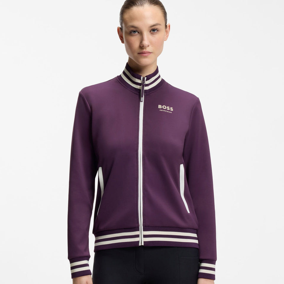 BOSS Equestrian Ava Zip-Up Sweater - Deep Purple