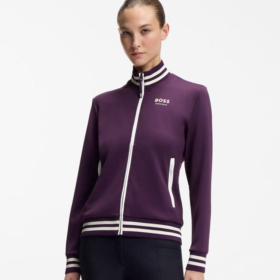 BOSS Equestrian Ava Zip-Up Sweater - Deep Purple