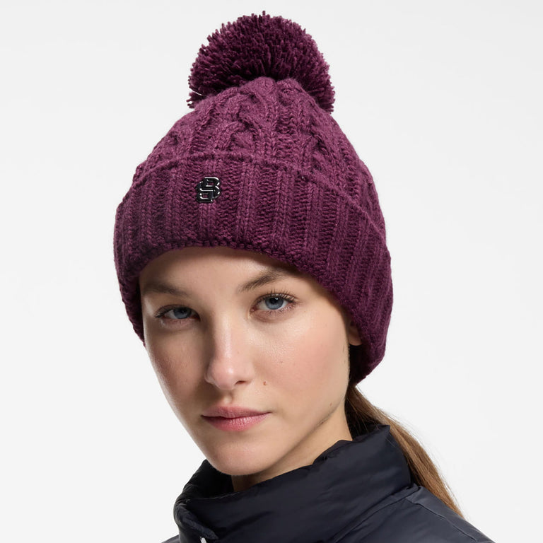 BOSS Equestrian Bella Beanie Bobble Hat - Deep Purple