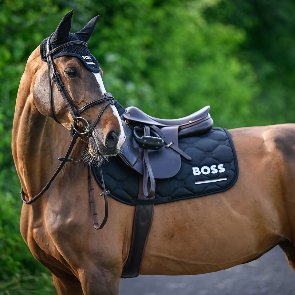 BOSS Equestrian Cheltenham Tape Jumping Saddle Cloth - Black