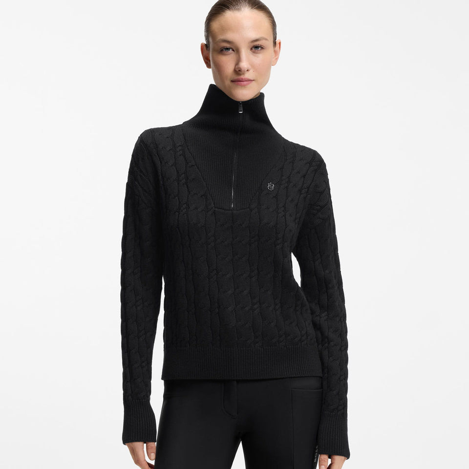 BOSS Equestrian Ella Zip Knitted Jumper - Black
