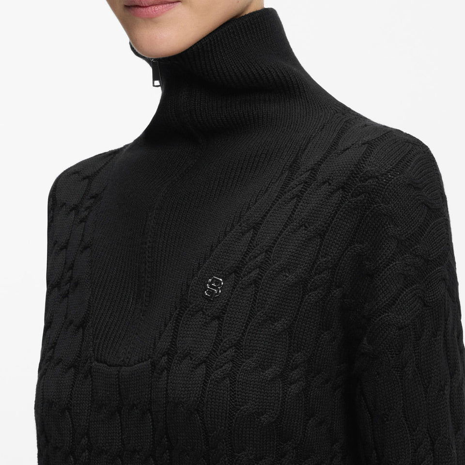 BOSS Equestrian Ella Zip Knitted Jumper - Black