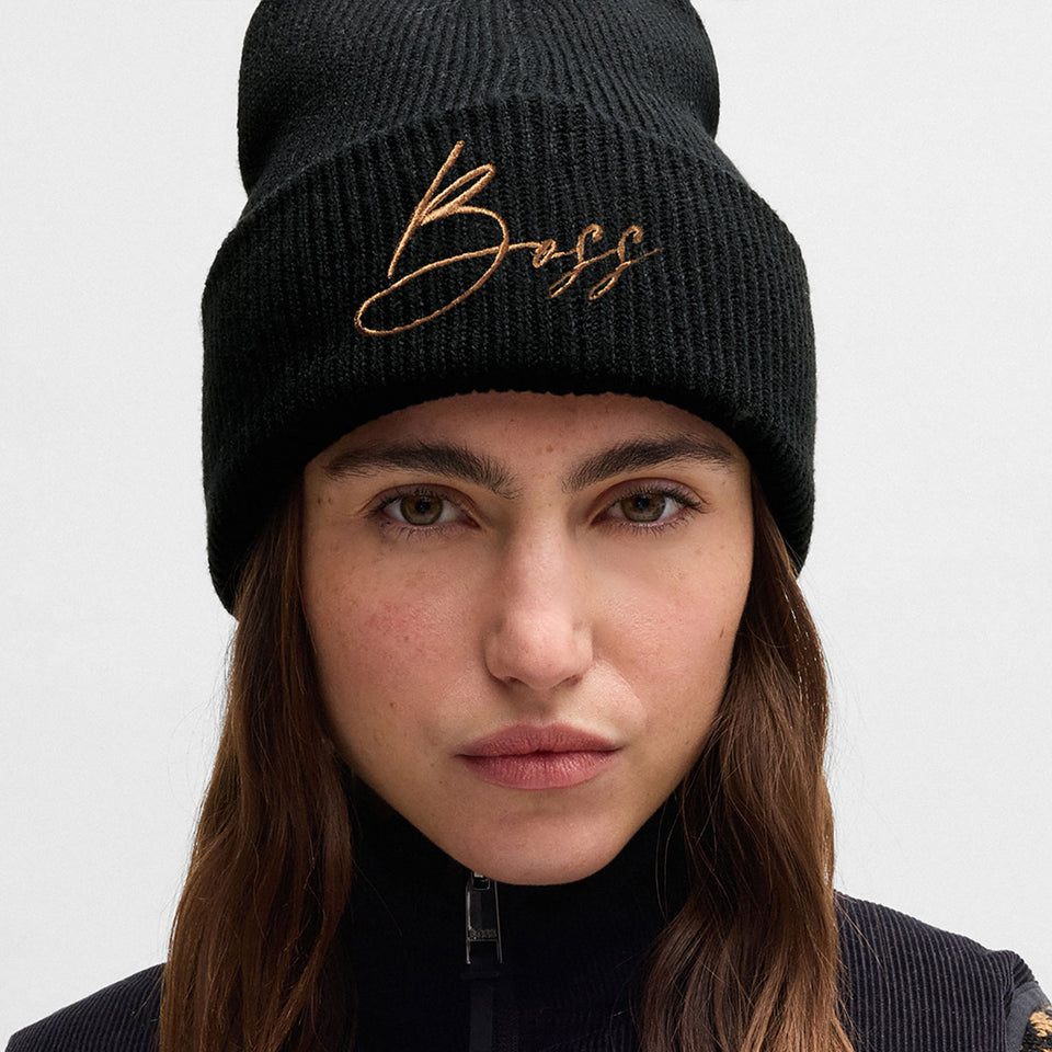 BOSS Equestrian High Cuff Beanie Hat - Black