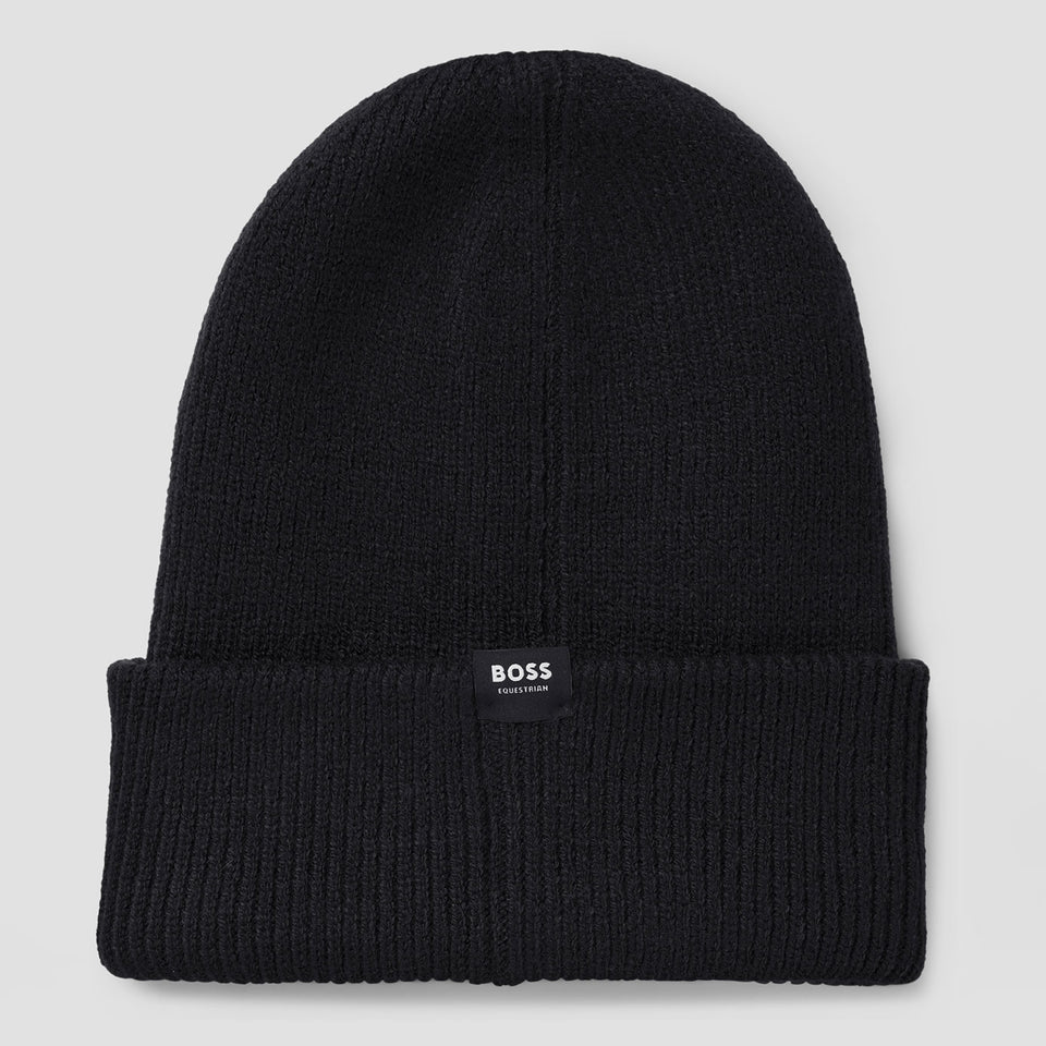BOSS Equestrian High Cuff Beanie Hat - Black