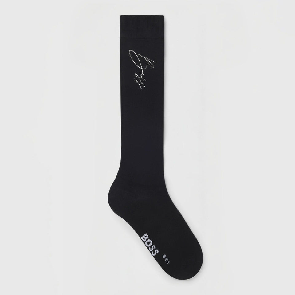 BOSS Equestrian Sally Crystal Logo Socks - Black