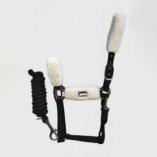 BOSS Equestrian Santiago Headcollar and Panama Lead Rope Set - Black/Cream