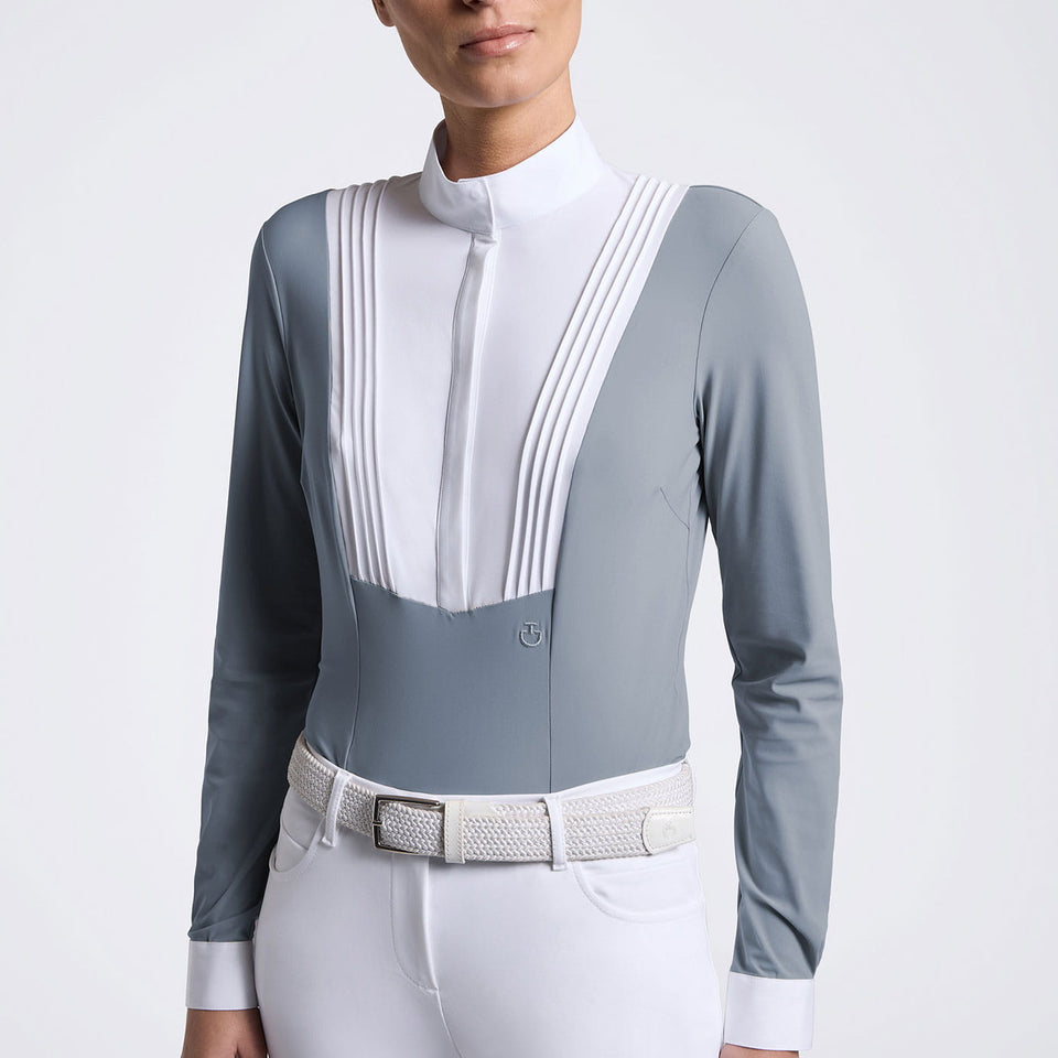 Cavalleria Toscana American Long Sleeve Show Shirt - Windward Blue