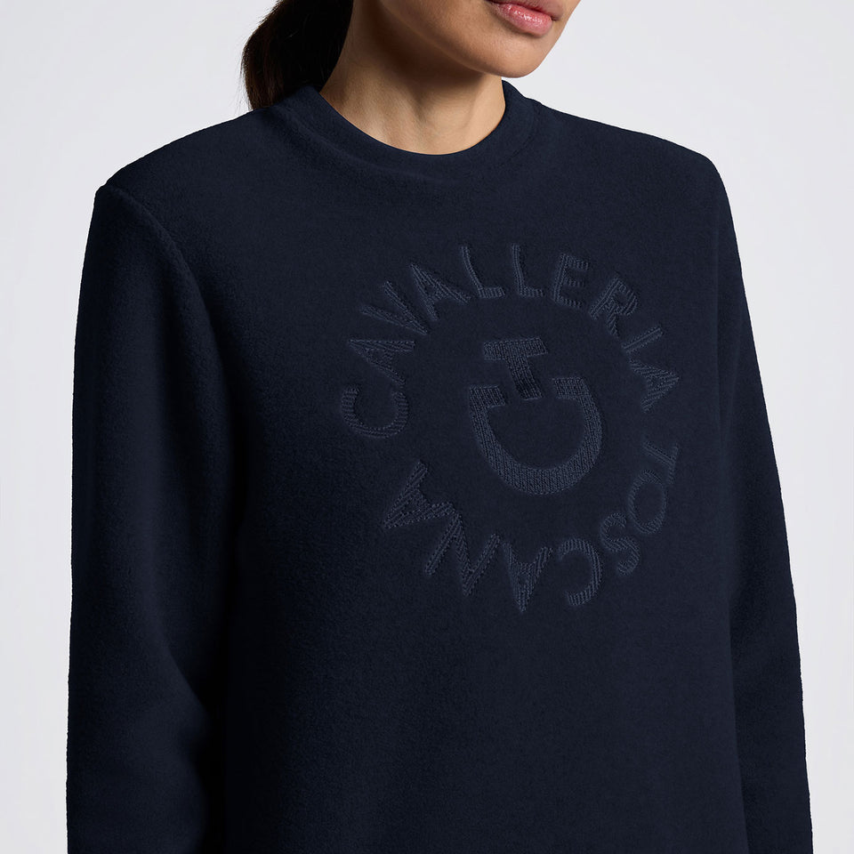 Cavalleria Toscana Fleece Crew Neck Pullover - Navy