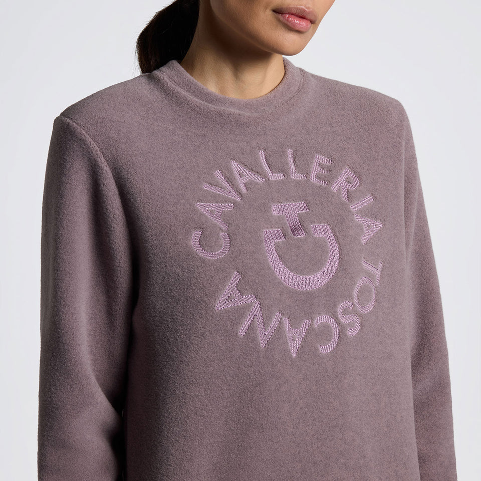 Cavalleria Toscana Fleece Crew Neck Pullover - Grape Shake