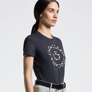 Cavalleria Toscana Floral Embroidery T-Shirt - Charcoal Blue
