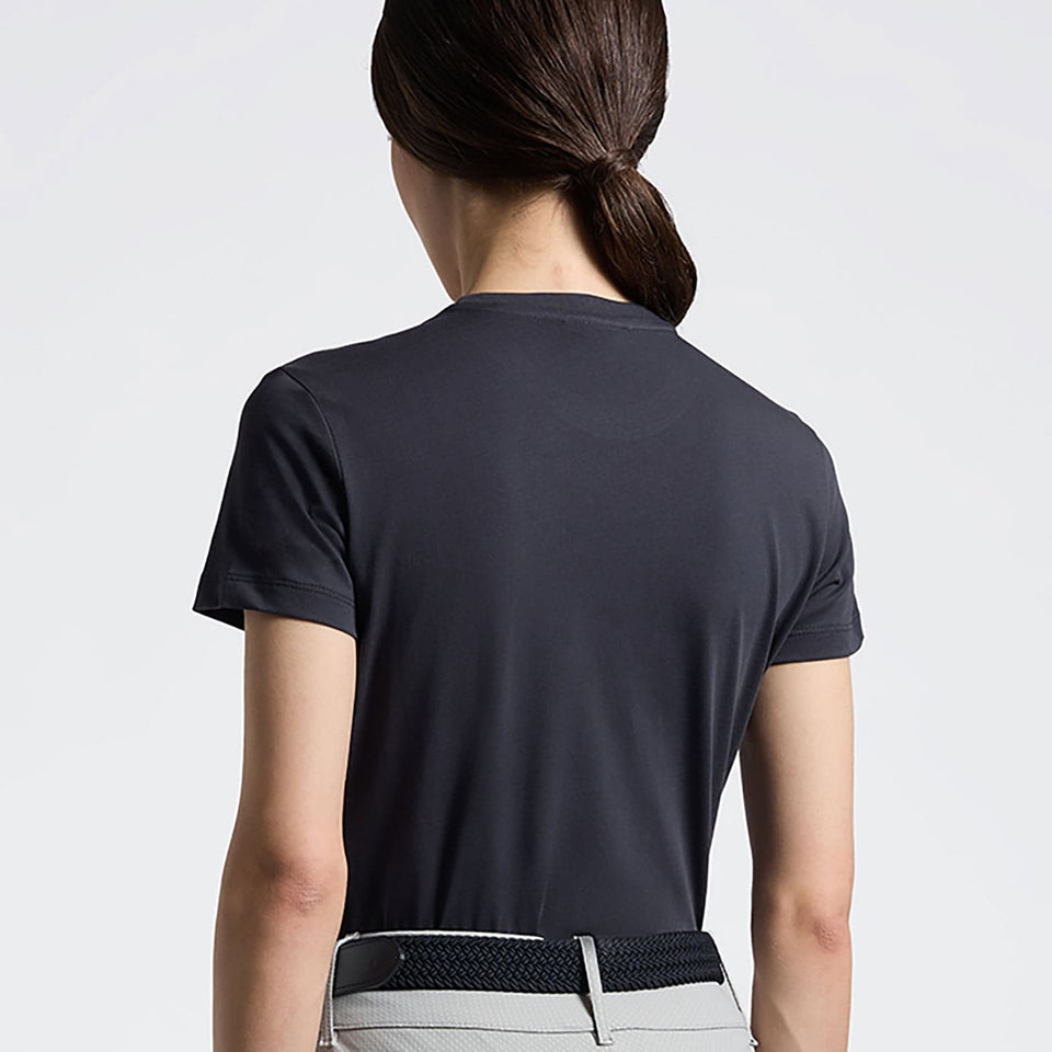 Cavalleria Toscana Floral Embroidery T-Shirt - Charcoal Blue