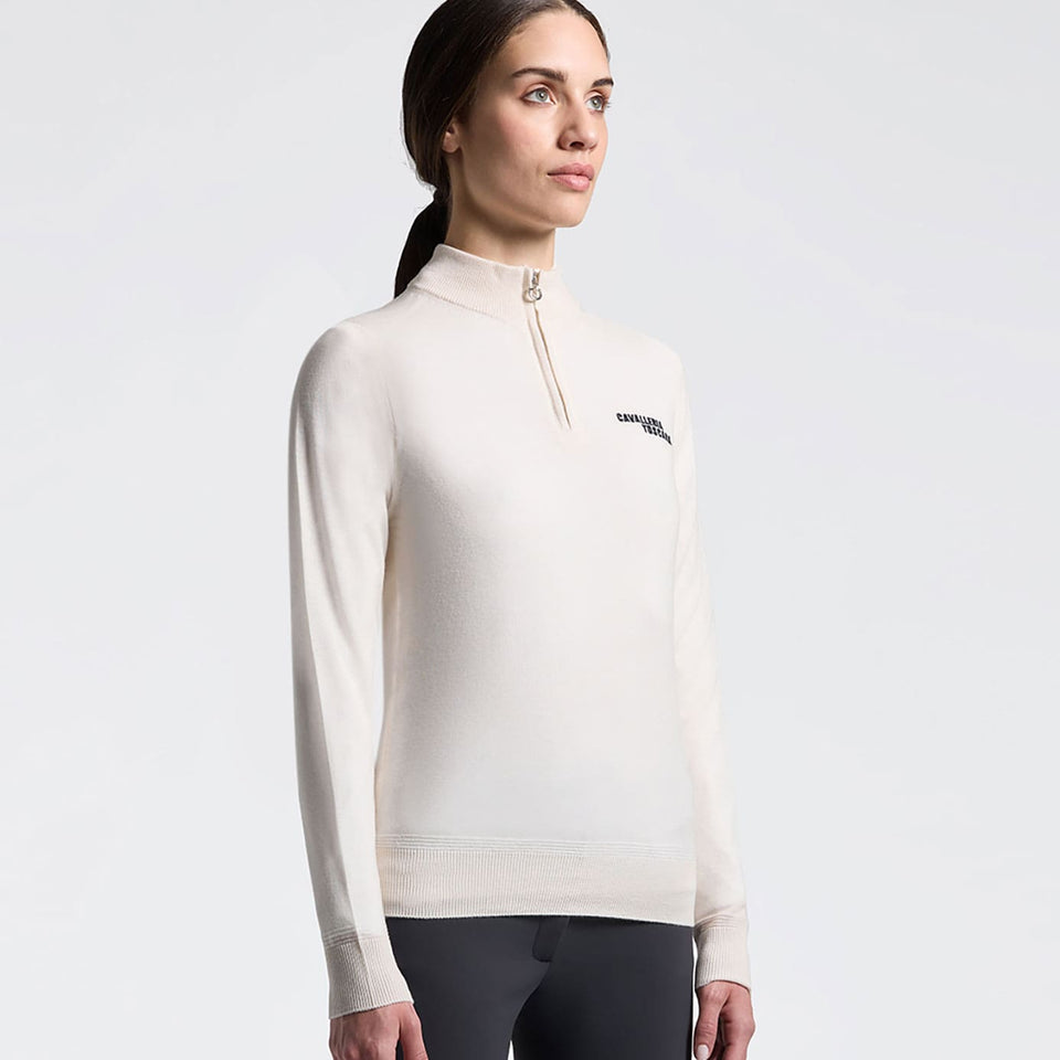 Cavalleria Toscana Merino Half Zip Sweater - Birch
