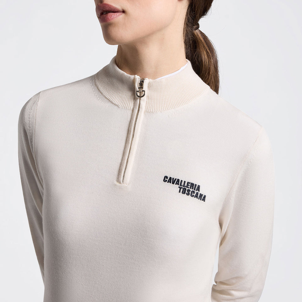 Cavalleria Toscana Merino Half Zip Sweater - Birch