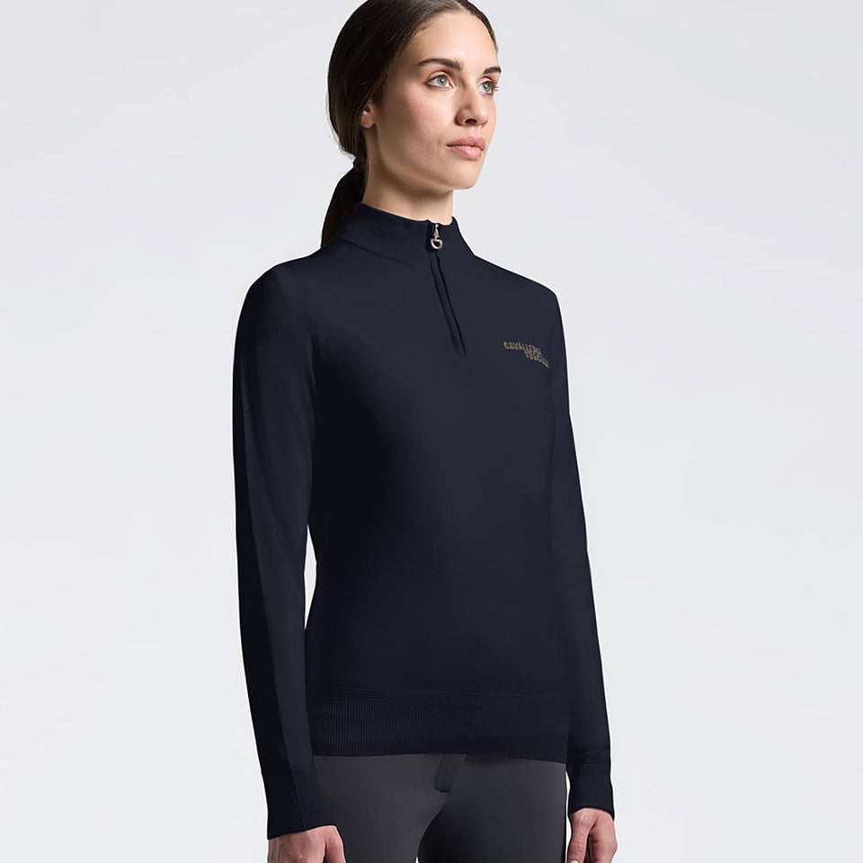 Cavalleria Toscana Merino Half Zip Sweater - Charcoal Blue
