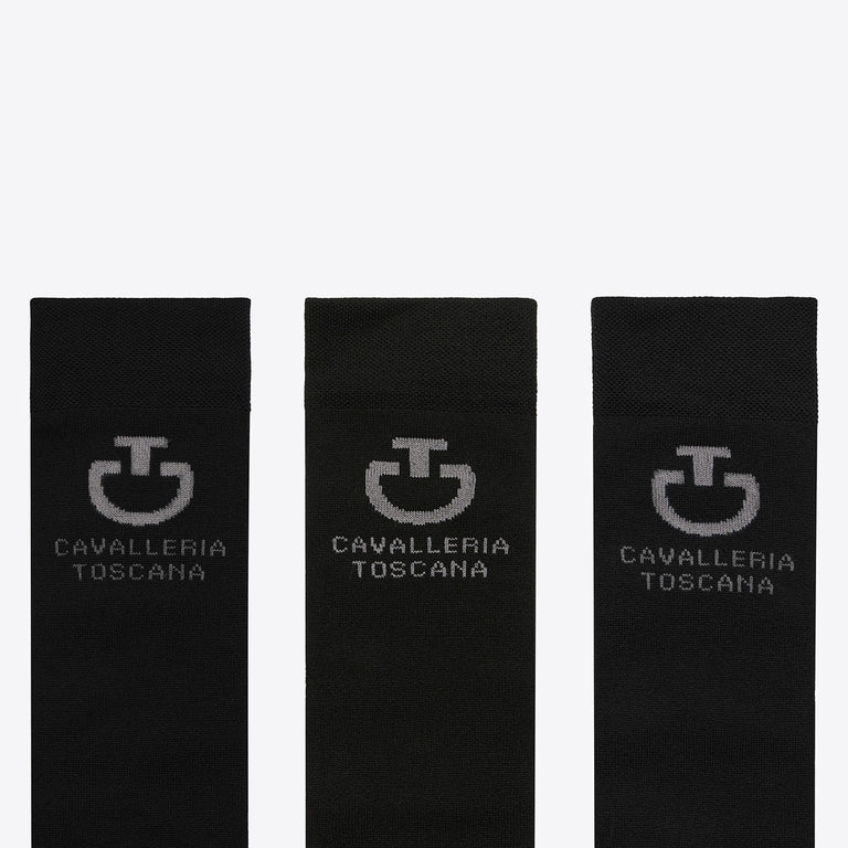 Cavalleria Toscana Jacquard Logo Socks - Pack of 3 - Black