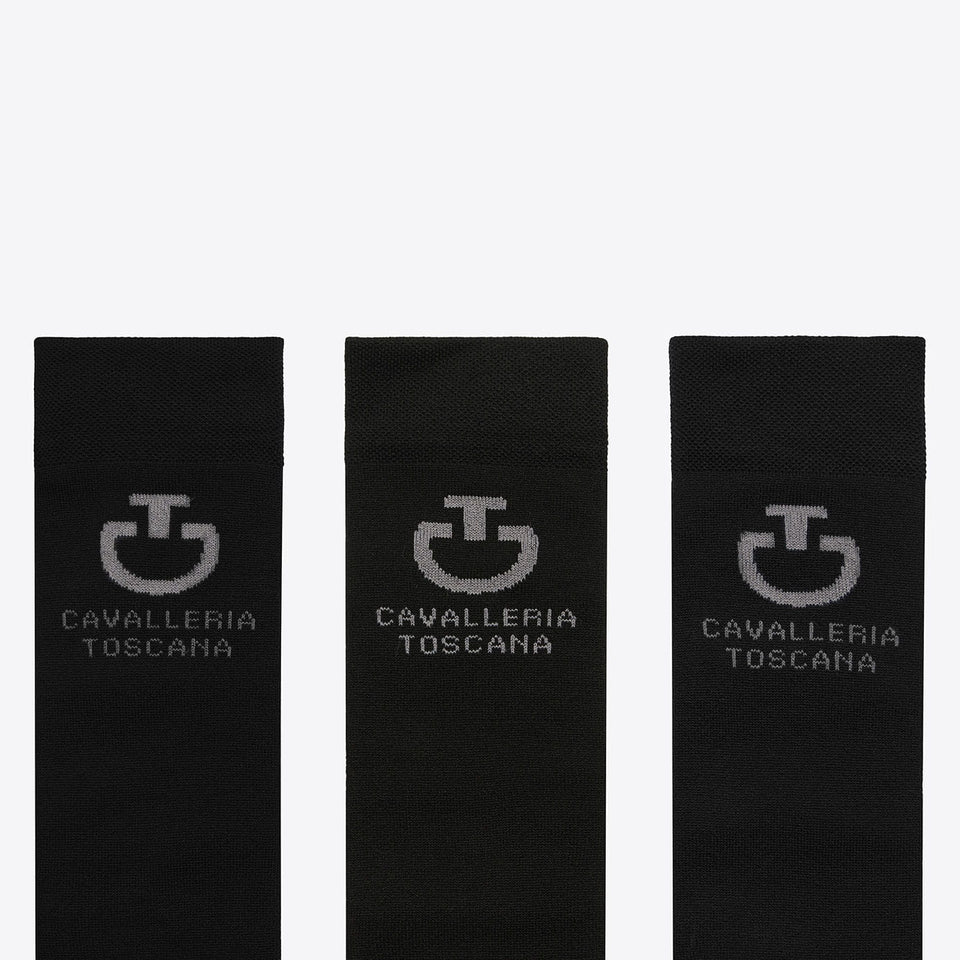 Cavalleria Toscana Jacquard Logo Socks - Pack of 3 - Black