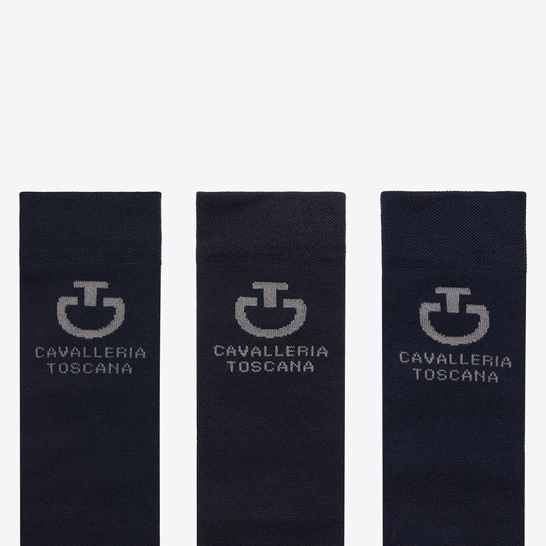 Cavalleria Toscana Jacquard Logo Socks - Pack of 3 - Navy