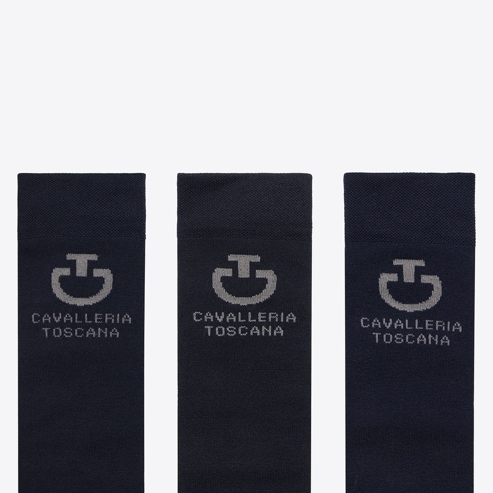 Cavalleria Toscana Jacquard Logo Socks - Pack of 3 - Navy