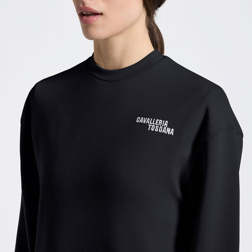 Cavalleria Toscana Jersey Crew Neck Sweatshirt - Charcoal Blue