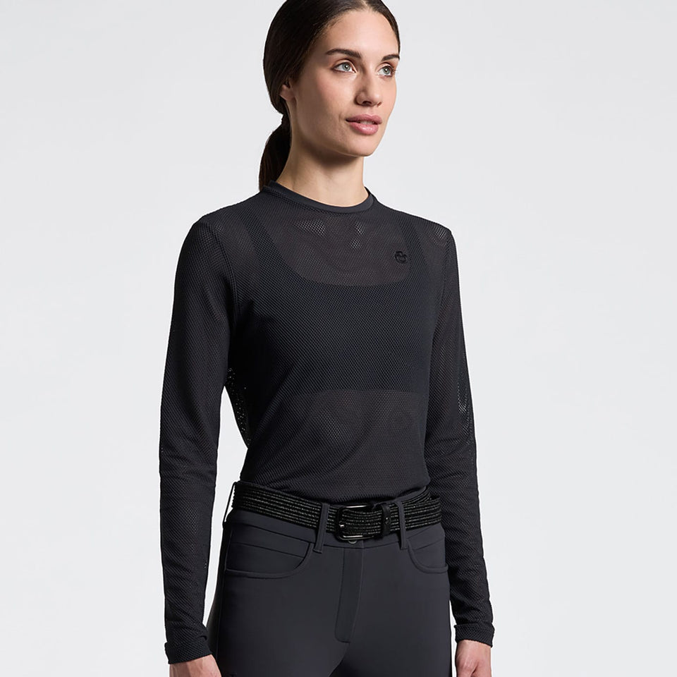 Cavalleria Toscana Jersey Mesh Long-Sleeve T-Shirt - Charcoal Blue