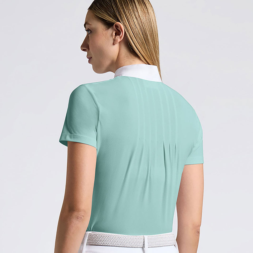 Cavalleria Toscana Jersey Pleated Back Show Shirt - Light Teal Green