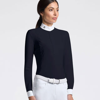Cavalleria Toscana Perforated Long Sleeve Show Shirt - Navy