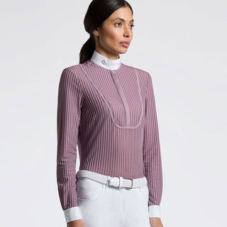 Cavalleria Toscana Stripes Long Sleeve Show Shirt - Grape Shake
