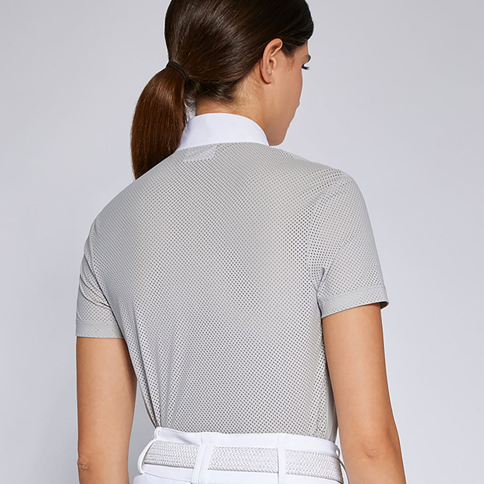 Cavalleria Toscana Perforated Show Shirt - Light Grey