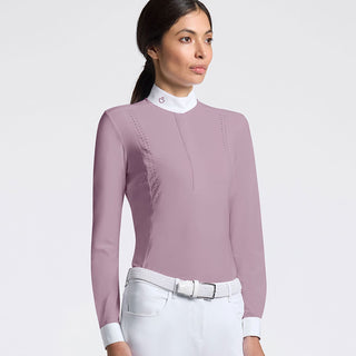 Cavalleria Toscana Perforated Long Sleeve Show Shirt - Grape Shake