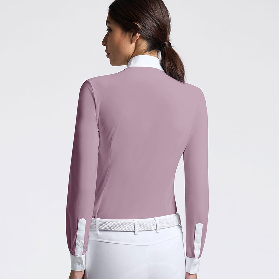 Cavalleria Toscana Perforated Long Sleeve Show Shirt - Grape Shake