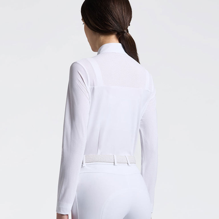 Cavalleria Toscana Perforated Long Sleeve Show Shirt - White