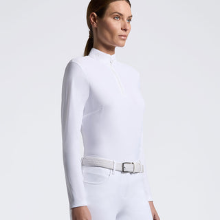 Cavalleria Toscana Sequin Bib Long Sleeve Show Shirt - White