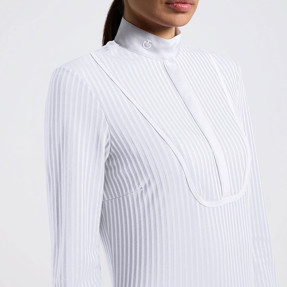 Cavalleria Toscana Stripes Long Sleeve Show Shirt - White