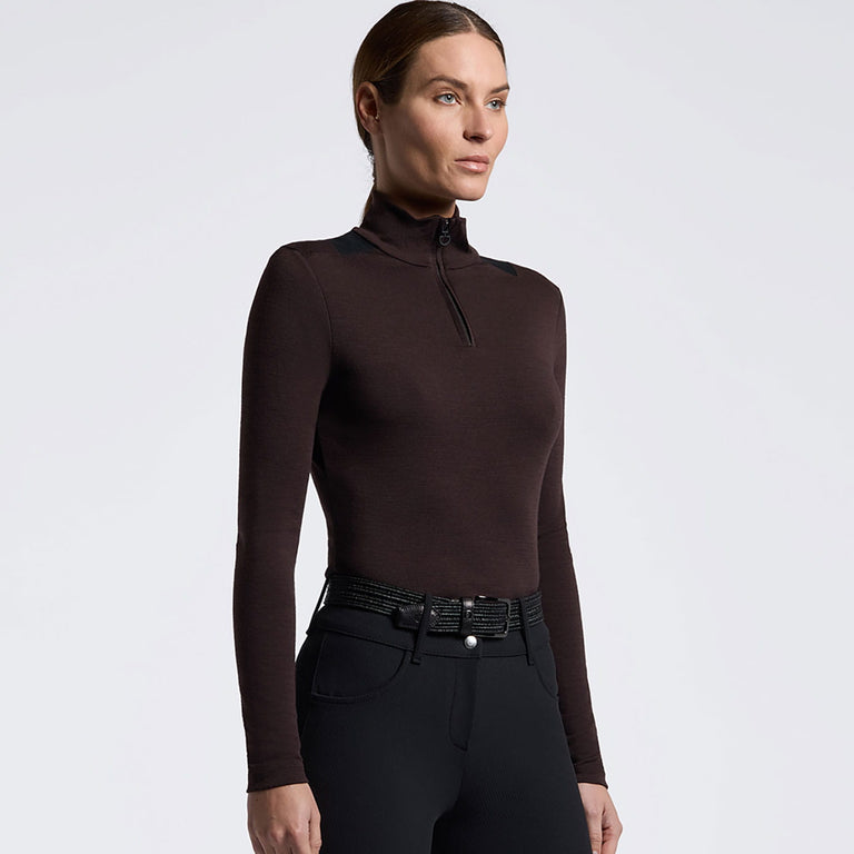 Cavalleria Toscana Tech Wool Half Zip Sweater - Espresso