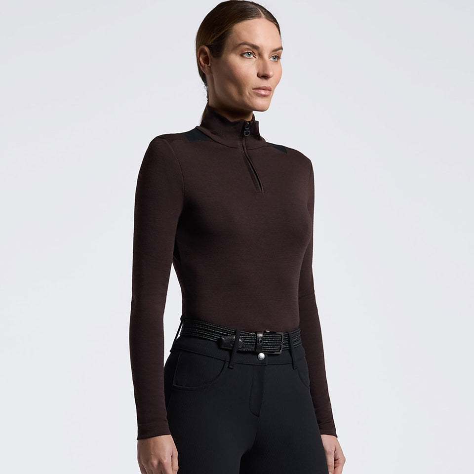 Cavalleria Toscana Tech Wool Half Zip Sweater - Espresso