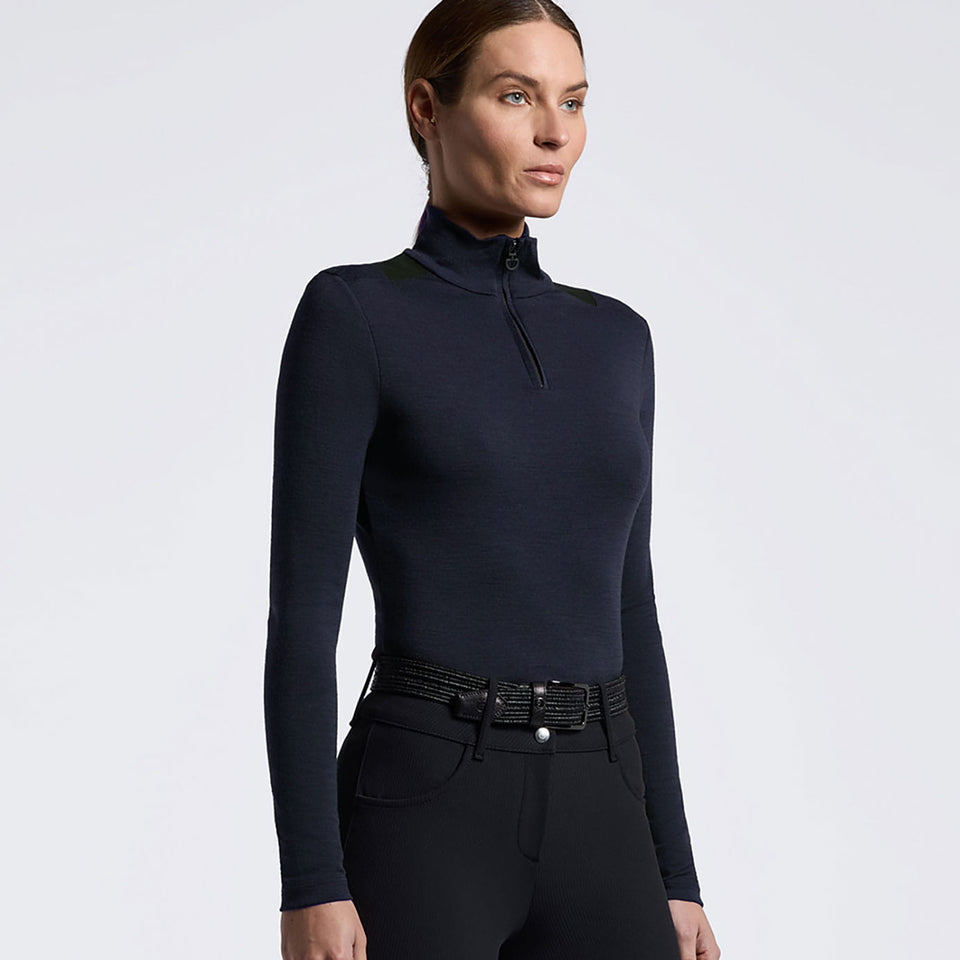 Cavalleria Toscana Tech Wool Half Zip Sweater - Navy