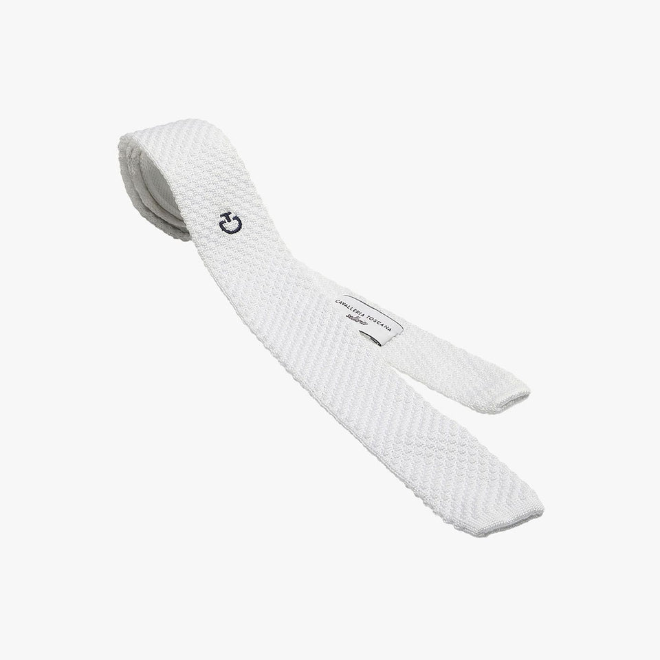 Cavalleria Toscana Tricot Tie with Tie Pin - White