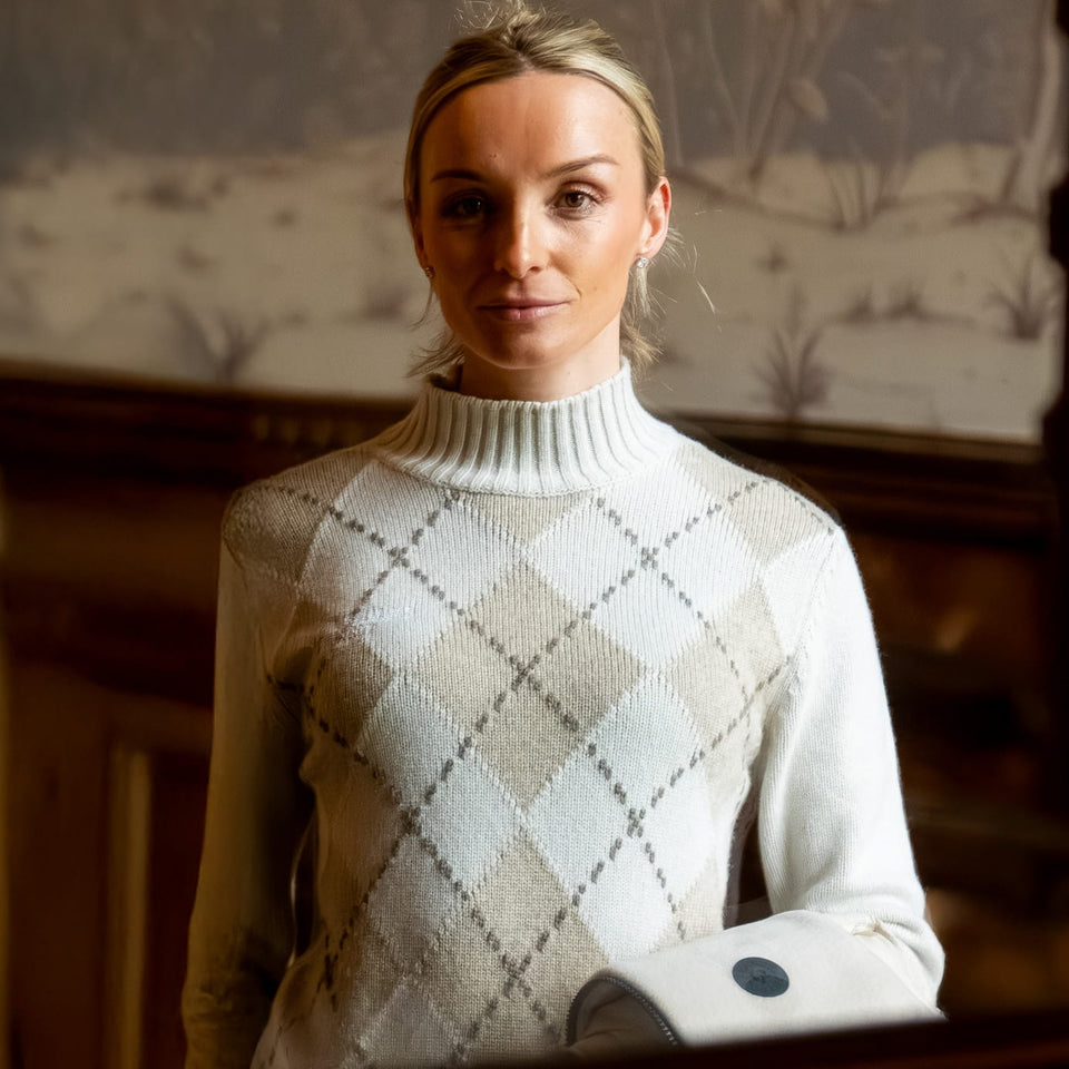 Cavalleria Toscana Pure Wool Turtleneck Sweater - Rombi/Rainy Day