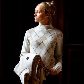 Cavalleria Toscana Pure Wool Turtleneck Sweater - Rombi/Rainy Day