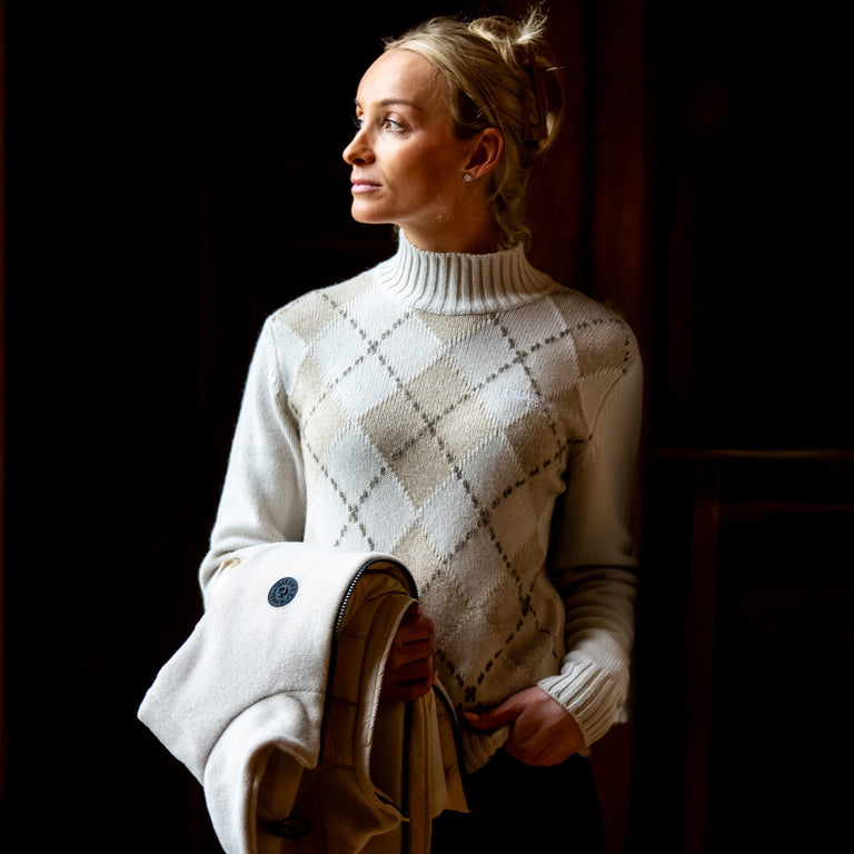 Cavalleria Toscana Pure Wool Turtleneck Sweater - Rombi/Rainy Day