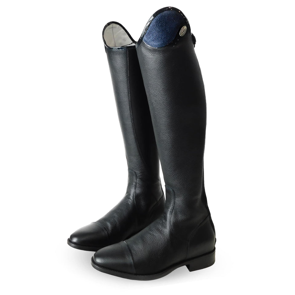 De Niro Black Salentino Riding Boots with Navy Glitter Top