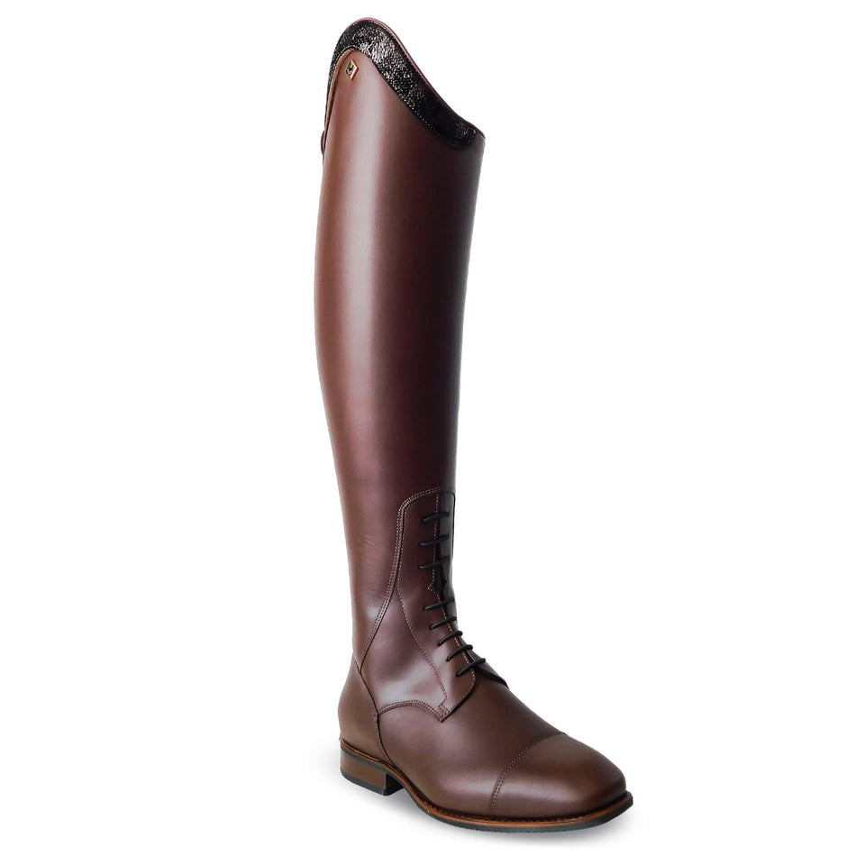 De Niro S2602 Brown Riding Boots with Triss Top in Vanita, Stardust and Suede