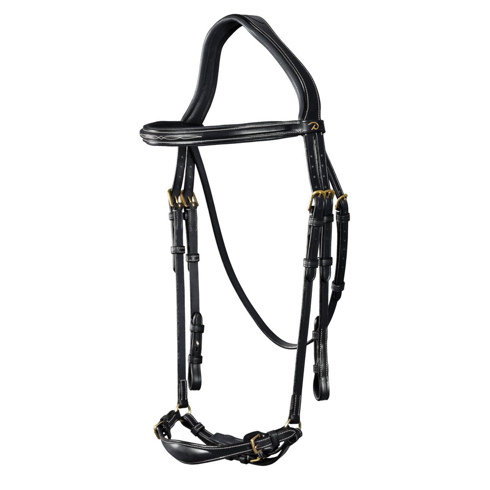 Dy'on D Collection Adjustable Drop Noseband Bridle - Black