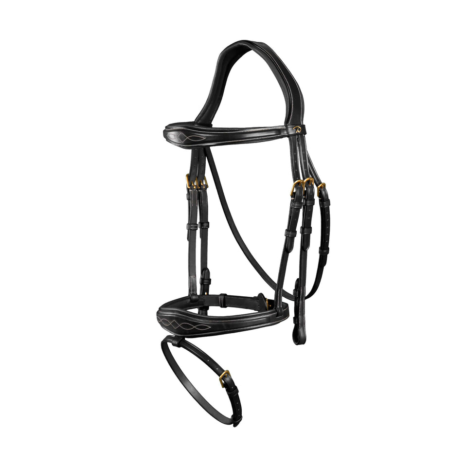 Dy'on D Collection Anatomic Flash Noseband Bridle - Black