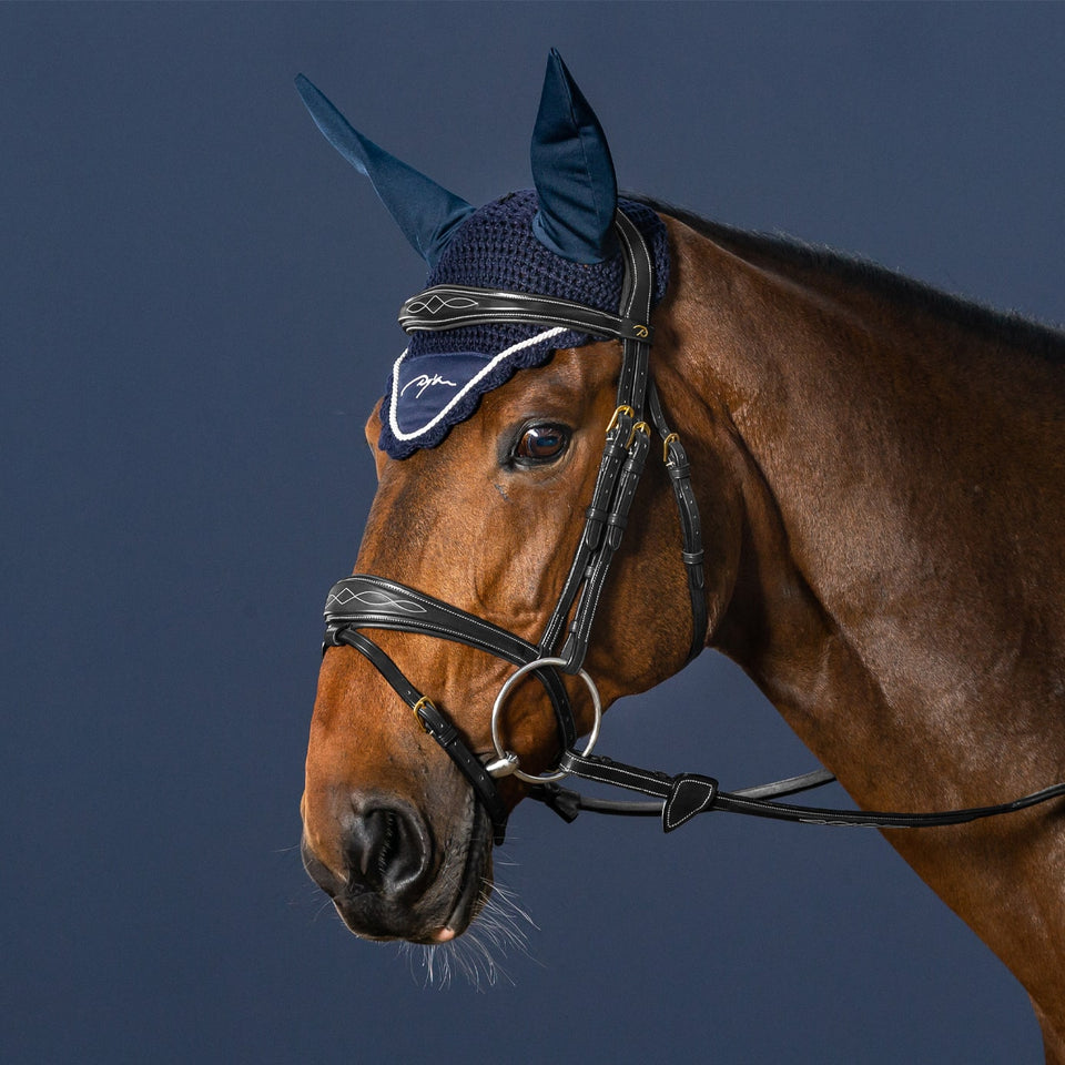 Dy'on D Collection Anatomic Flash Noseband Bridle - Black