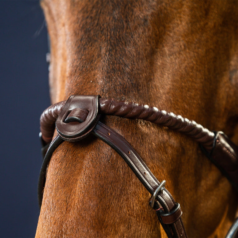Dy'on New English Leather-Covered Rope Noseband Bridle - Brown