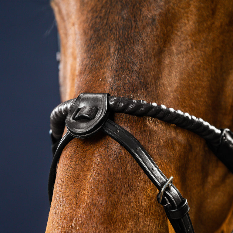 Dy'on New English Leather-Covered Rope Noseband Bridle - Black