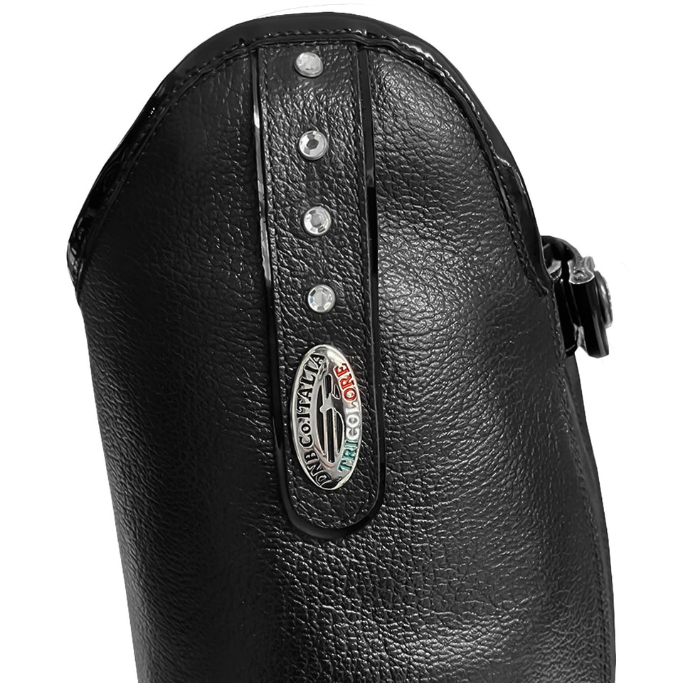 De Niro Giulietta Riding Boots with Crystals and Black Patent Trim
